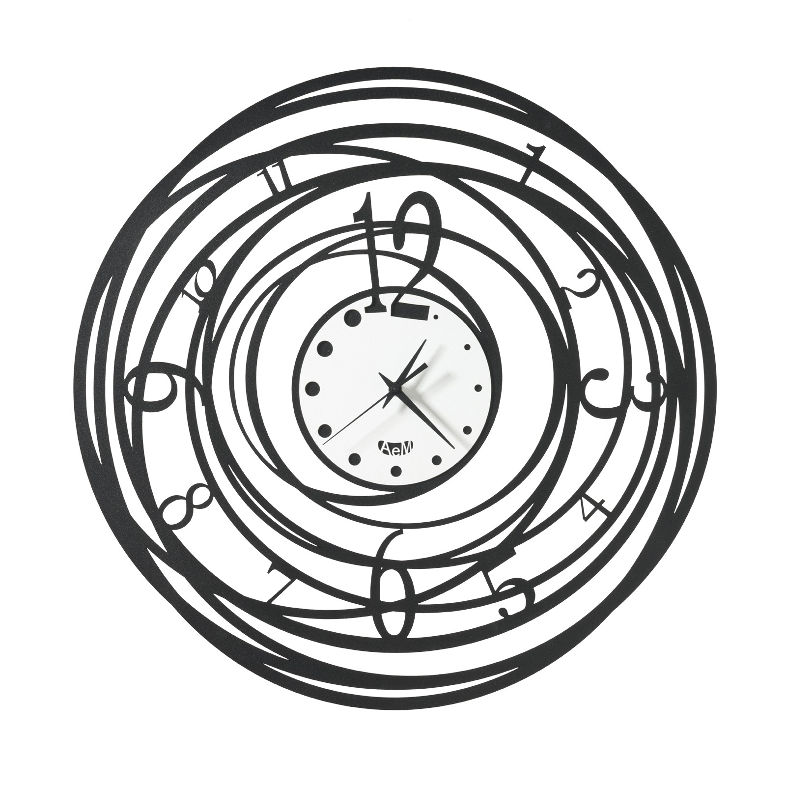 Orologio Arti & Mestieri da parete piccolo Ghirigoro Nero e Bianco marmo
