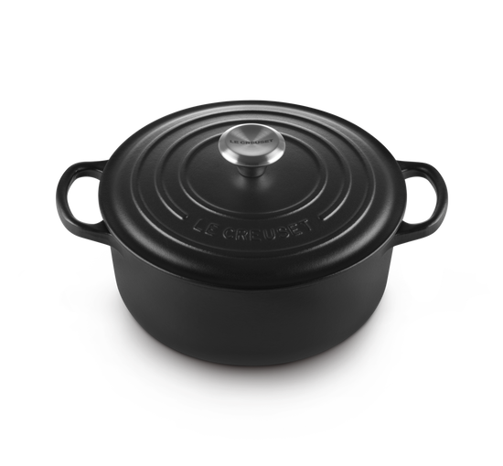 Cocotte rotonda 20cm in ghisa vetrificata Le Creuset Nera interno Nero